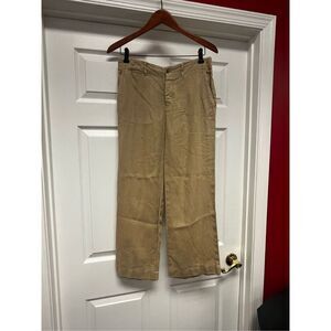 Vintage Ralph Lauren Tan 100% Linen Button Fly Trouser Pant sz 6 EUC